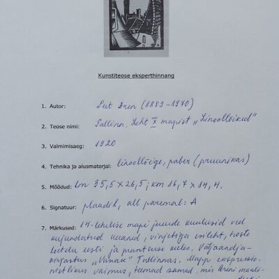 Peet Aren 1889-1970 “Tallinn, katused” mapist