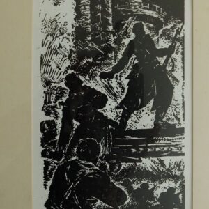 Lepp Esko "Rünnakul".Linogravüür,käsitrükk 7/10