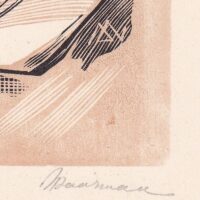 Laarman Märt puulõige signeeritud 1946 a. Balzac - Image 5