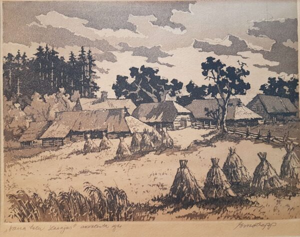 Lepp Esko Vana talu Haanjas Akvatinta 1961