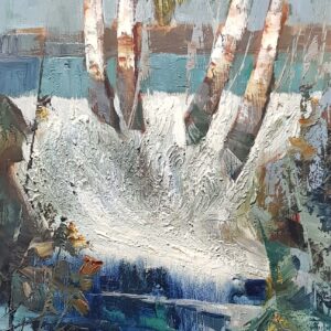 Joann Saarniit. “Birches” Maastik kasega. (1977)
