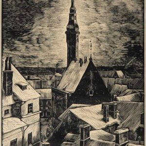Naha Johann (1902–1982) Reval. Rathaus 1942. Puulõige, paber