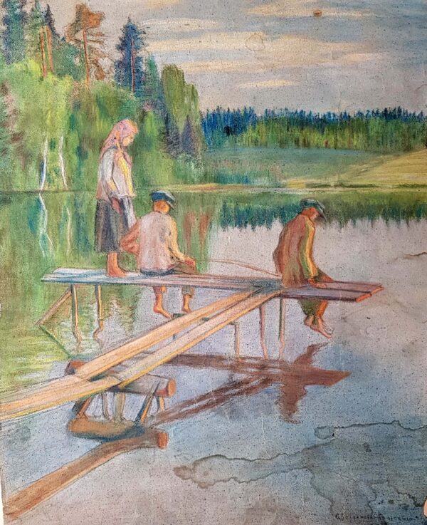 Nikolay Petrovich Bogdanov-Belsky, “Evening (The Angler).” 1925