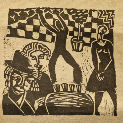 Paul Liivak. Kabaree, sarjast Sadamasild. 1920. Linoollõige