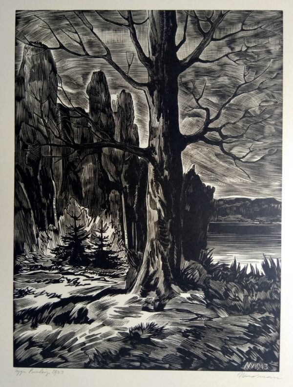 Laarman Märt Sügis, puulõige 1953 21,5 x 28