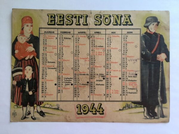 "EESTI SÕNA" - seinakalender 1944.