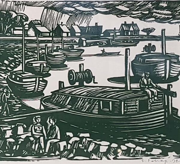 Eric Pehap (1912 - 1981). Emajöe moored in Rowing ship on Emaån