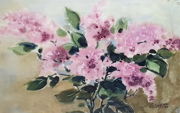 Evald Sagur “Asalea potis” (1979) Watercolor Painting