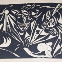 Felix Randel Pallaslane. Stilisatsioon kahe näoga, 1920 linoollõige - Image 2