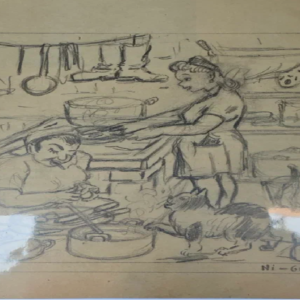 Espe Nigul "Ühisköögis " Karikatuuri kavand